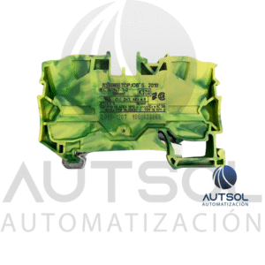 Clema / Borna de Tierra Wago 2010-1207 | 2 Conductores 10mm² (AWG 8) | Push-in | Verde-Amarillo