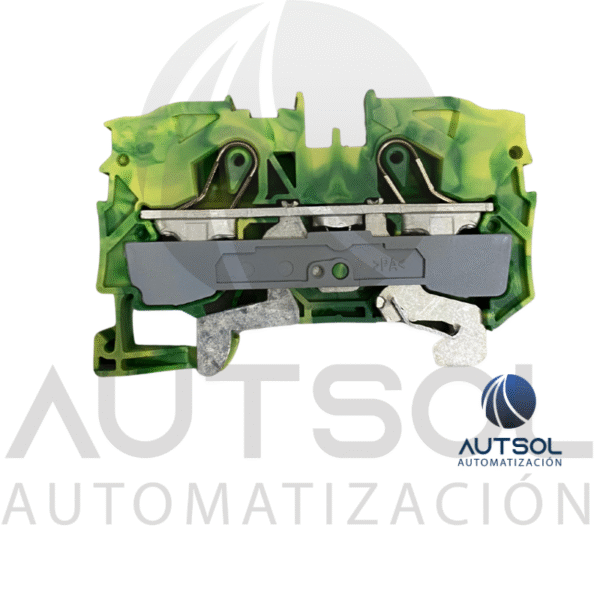 Clema / Borna de Tierra Wago 2010-1207 | 2 Conductores 10mm² (AWG 8) | Push-in | Verde-Amarillo