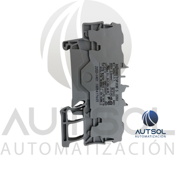 Clema / Borna de Paso Wago 2202-1401 | 4 Conductores 2.5mm² (AWG 12) | Botón Naranja | Riel DIN