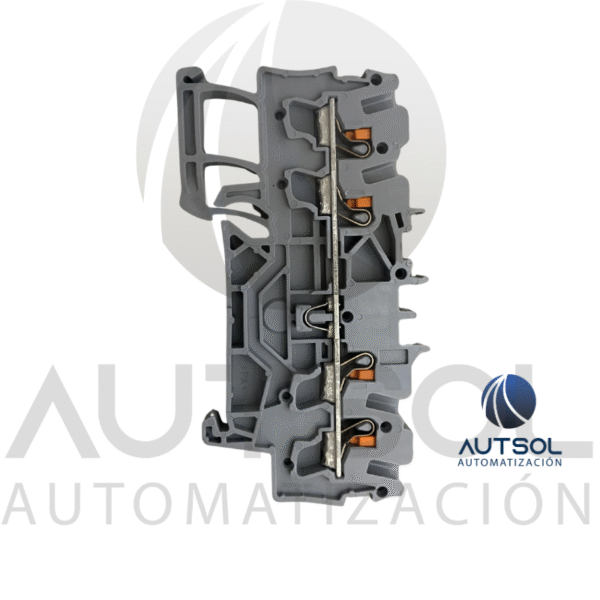 Clema / Borna de Paso Wago 2202-1401 | 4 Conductores 2.5mm² (AWG 12) | Botón Naranja | Riel DIN