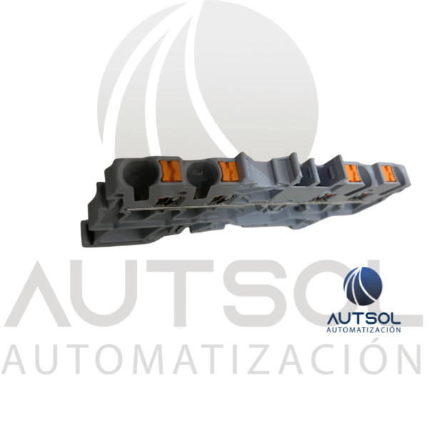 Clema / Borna de Paso Wago 2202-1401 | 4 Conductores 2.5mm² (AWG 12) | Botón Naranja | Riel DIN