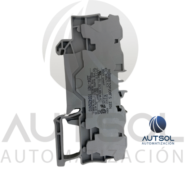 Clema / Borna de Paso Wago 2204-1401 | 4 Conductores 4mm² (AWG 10) | Botón Naranja | Riel DIN