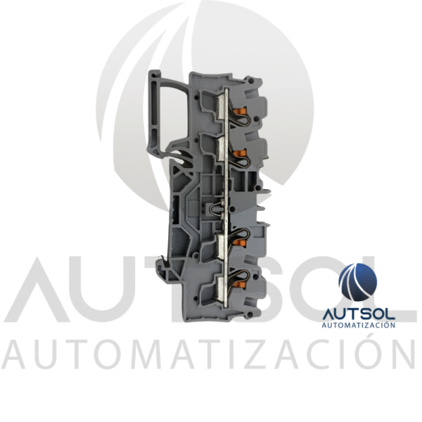 Clema / Borna de Paso Wago 2204-1401 | 4 Conductores 4mm² (AWG 10) | Botón Naranja | Riel DIN