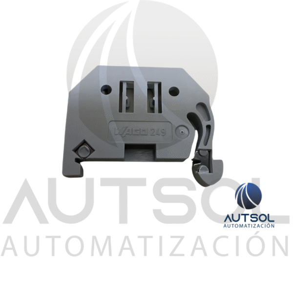 Tope Final Wago 249-116 | 6mm Gris | Tope de Cierre sin Tornillo para Riel DIN 35