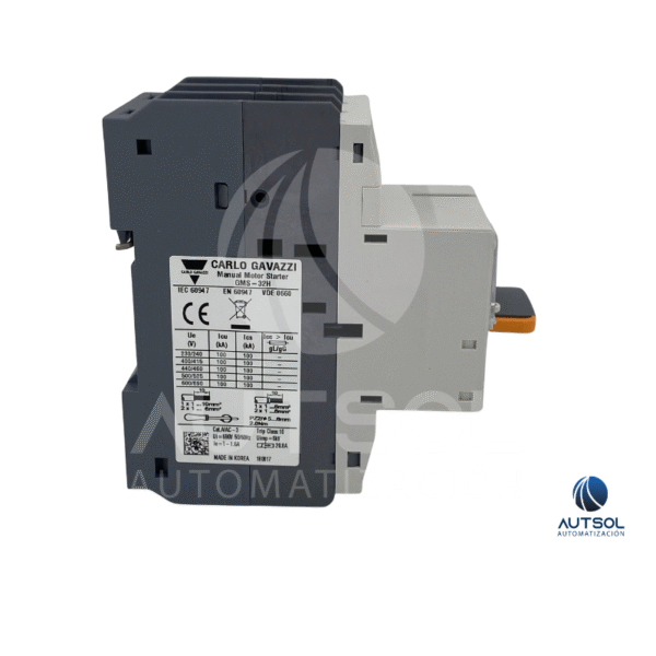 Guardamotor Carlo Gavazzi GMS-32H 1.6A | Arrancador Manual 1-1.6A | Protección Motor Trifásico Riel DIN Pulsador