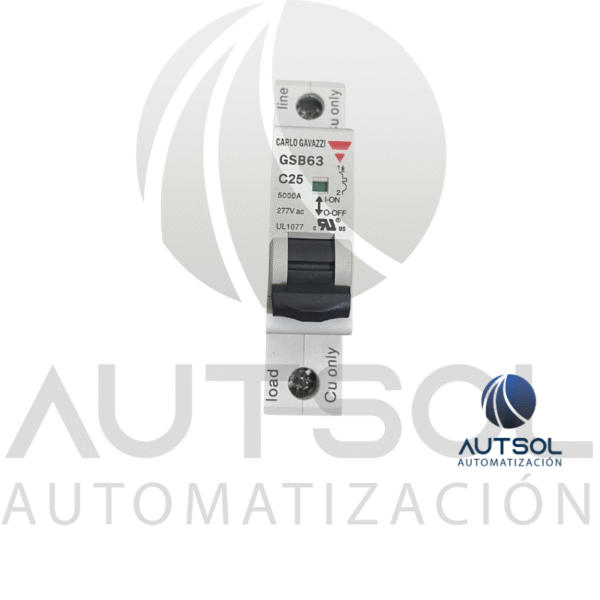 Interruptor Termomagnético Carlo Gavazzi GSB631PC25 | 1 Polo 25A Curva C | MCB Riel DIN 6kA