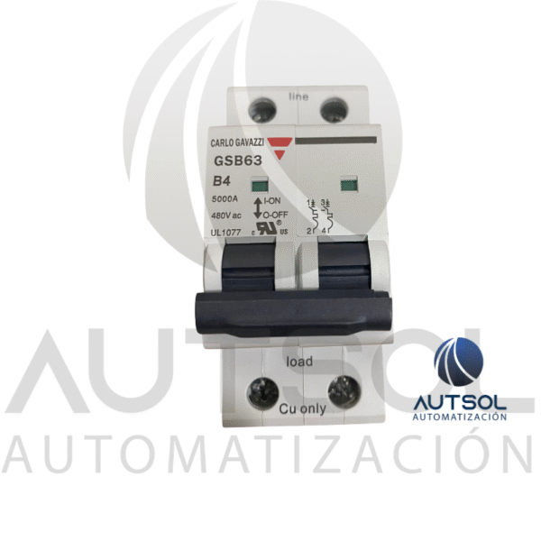 GSB632PB4 (1) Interruptor Termomagnético Carlo Gavazzi GSB632PB4 | 2 Polos 4A Curva B | MCB Bipolar Riel DIN 6kA