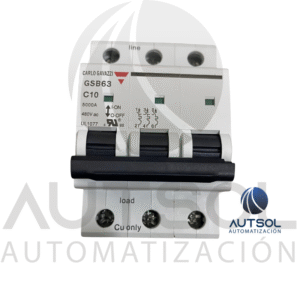 Interruptor Termomagnético Carlo Gavazzi GSB633PC10 | 3 Polos 10A Curva C | MCB Riel DIN 6kA