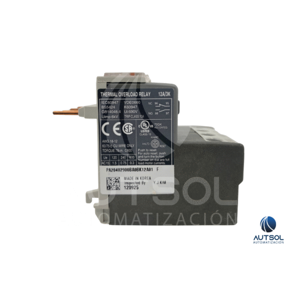 Relé Térmico Carlo Gavazzi GT12S6A | 4-6A | Protección Sobrecarga Motor Trifásico | Para Contactor CC6-CC16