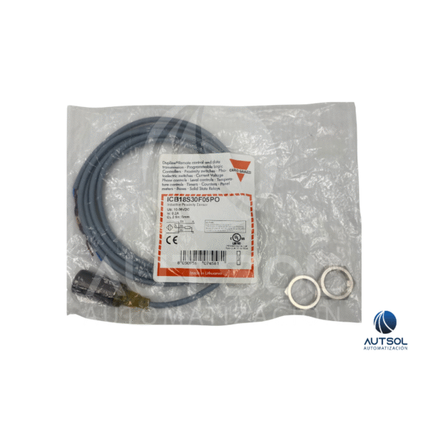 Sensor Inductivo Carlo Gavazzi M18 ICB18S30F05PO | 5mm Rasante | Salida PNP NA | Cuerpo Corto 10-36VDC