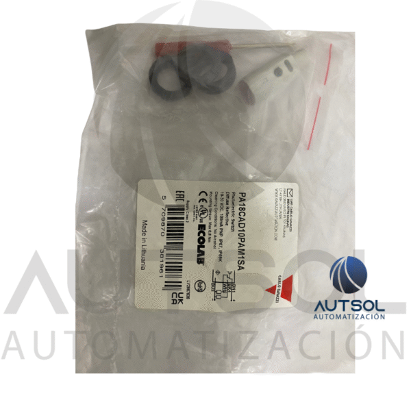 Sensor Fotoeléctrico Carlo Gavazzi M18 PA18CAD10PAM1SA | Difuso 1m Ajustable | Salida PNP NA+NC | Conector M12 Plástico