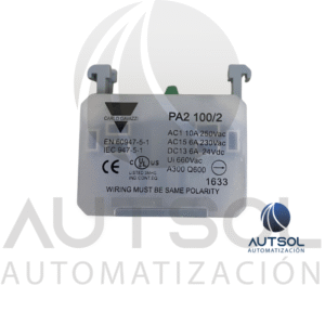 Bloque de Contacto Carlo Gavazzi PA2100/2 | 1NA (Abierto) 10A | Acción Lenta (Slow Break) | Para Botonera PA2