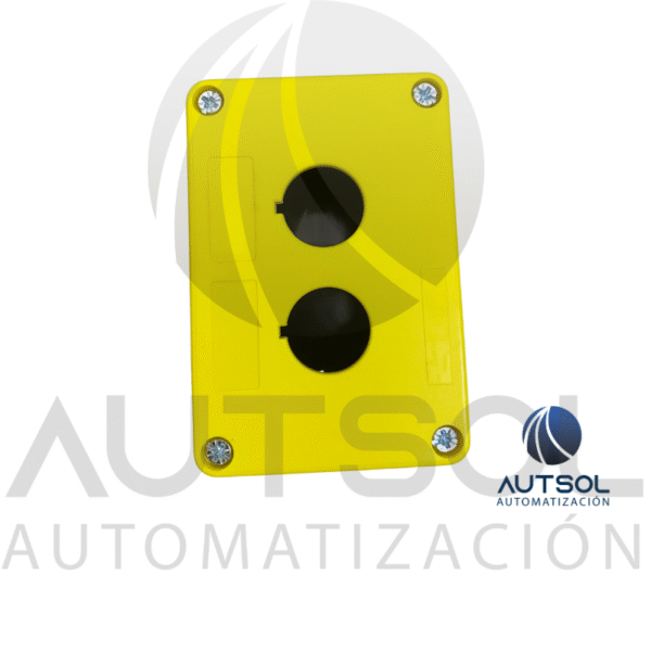 Caja Botonera Carlo Gavazzi PBBOX2HBY | 2 Puestos Ø22mm | Amarilla/Negra Paro Emergencia | Estación Control