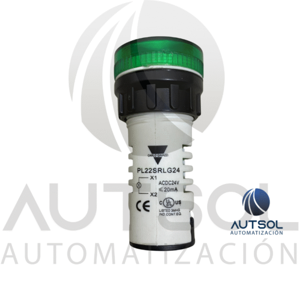 Luz Piloto LED Carlo Gavazzi PL22SRLG24 | Verde 24V AC/DC | Indicador 22mm Lente Redonda Plástico