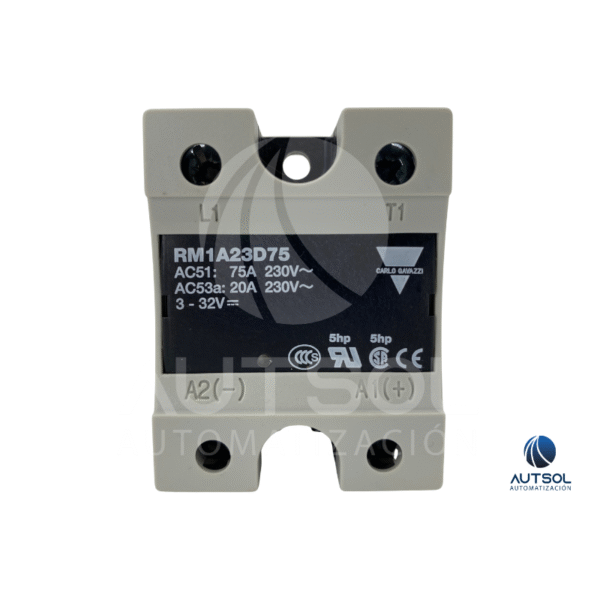 RM1A23D75 (1) Relevador Estado Sólido Carlo Gavazzi RM1A23D75 | 75A 230VAC | Control 4-32VDC | SSR Monofásico Cruce Cero Panel