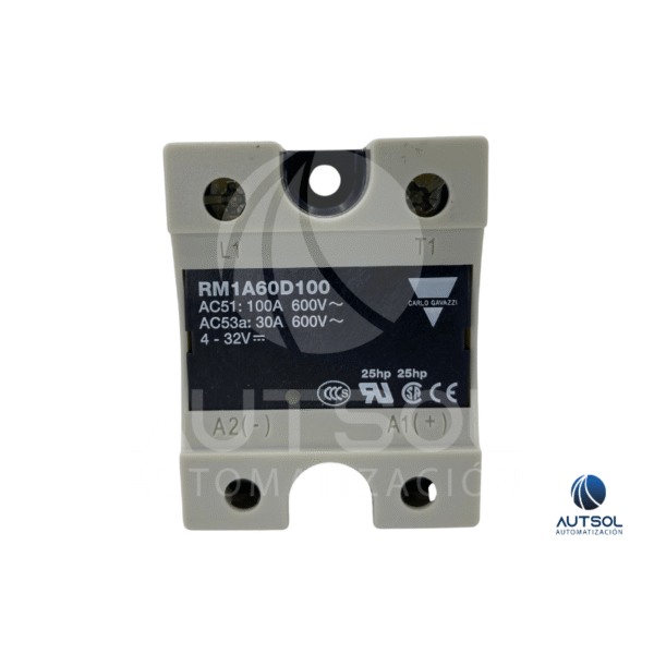 Relevador Estado Sólido Carlo Gavazzi RM1A60D100 | 100A 600VAC | Control 4-32VDC | SSR Monofásico Cruce Cero Panel