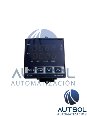 Controlador de Temperatura Digital Delta Electronics DTB4848CR | Serie DTB | Formato 1/16 DIN (48 x 48 mm) | Salida Principal Corriente 4-20 mA | Salida 2 Relevador (Relay) | Comunicación RS-485 Modbus | Alimentación 100-240 VAC