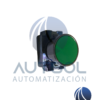 Botón Pulsador Rasante Altech 2AF3 | Serie 22 mm 2A Series | Retorno por Resorte (Momentario) | Color Verde | Bisel de Plástico Negro | Montaje 22.5 mm
