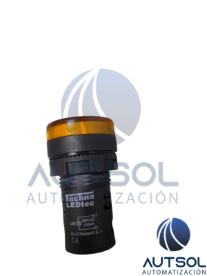 Lámpara Piloto / Luz Indicadora LED Monobloc 22 mm Altech 3PLBR5L-230 | Voltaje 230 VCA | Color Ámbar / Naranja | Cuerpo de Plástico | Protección IP65