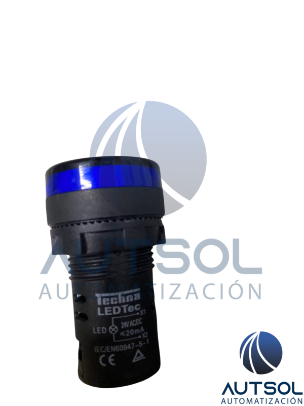 Lámpara Piloto / Luz Indicadora LED Monobloc 22 mm Altech 3PLBR6L-024 | Voltaje 24 VCA/VCD | Color Azul | Cuerpo de Plástico | Protección IP65