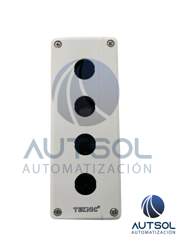 Estación / Caja de Control Plástica Vacía de 4 Perforaciones Altech / EMAS 4003G11 | Diámetro de Montaje 22 mm | Tapa Blanca / Base Negra | Protección IP65