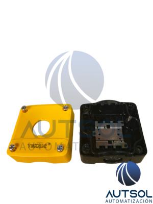 Estación / Caja de Control Plástica Vaciado de 1 Perforación Altech 4004A10 | Diámetro de Montaje 22 mm | Tapa Amarilla / Base Negra | Protección IP65 / NEMA 4X