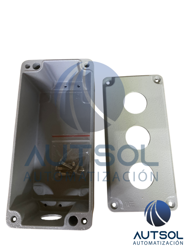 Estación / Caja de Control Plástica Vacía de 3 Perforaciones Altech PBBOX303 | Diámetro de Montaje 22 mm | Tapa Gris / Base Negra | Protección IP65 / NEMA 4X
