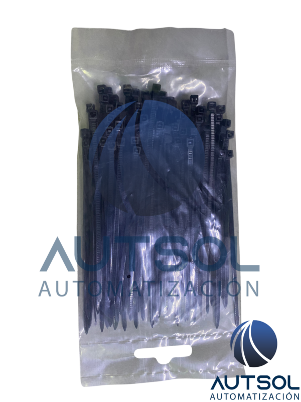 Cincho / Abrazadera de Amarre para Cables Altech PKB25100A0 (Serie PKB) | Longitud 100 mm | Ancho 2.5 mm | Color Negro | Resistencia a la Tensión 8 kg (18 lbs) | Material Nylon 6/6 Ignífugo | Paquete de 100 Piezas