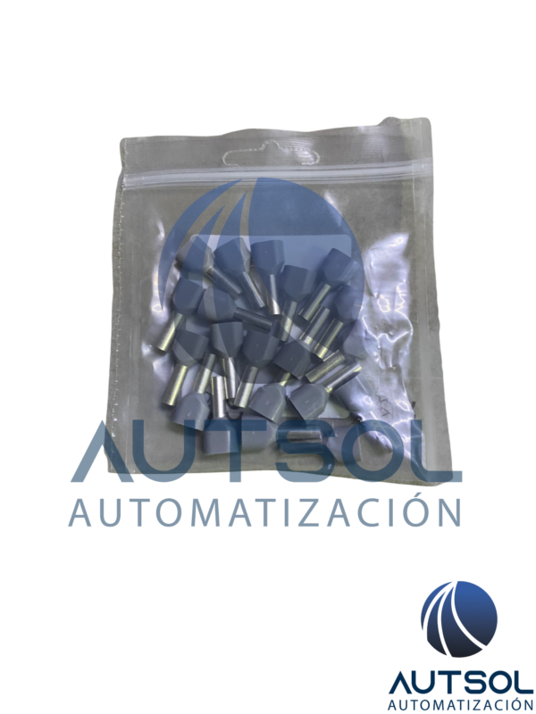Terminal de Punta / Ferrule Doble Aislado Altech V30AE006252 | Para Dos Cables Calibre 4.0 mm² / 12 AWG | Color Gris | Longitud de Tubo Conductor de 12 mm | Paquete de 20 Piezas